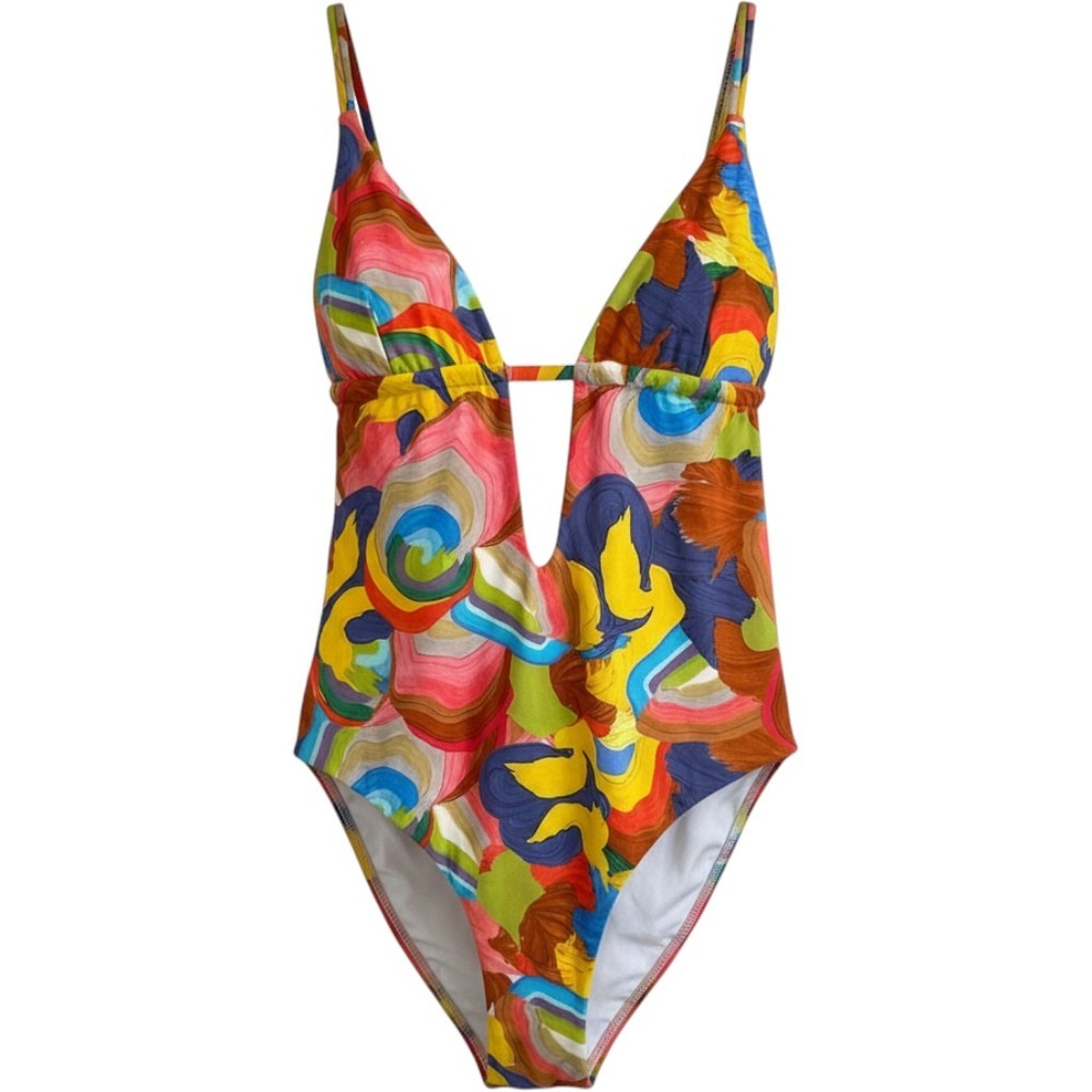 Missoni Mare One Piece Swimsuit Women S Multicolor Abstract Plunge V-Neck Italy